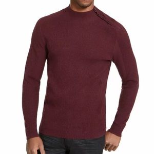 INC Men's Ribbed Button Neck Sweater, Friar, Sz L